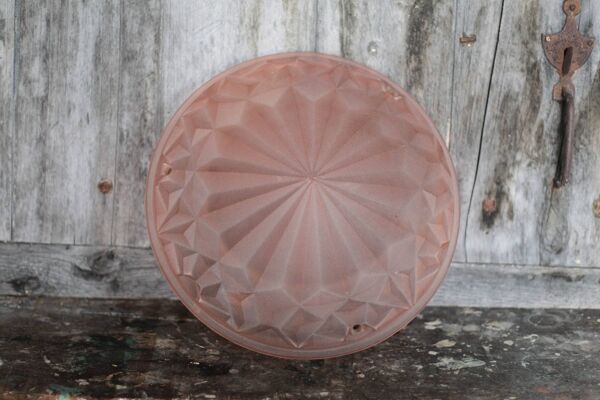 Vasque lustre art déco vintage, vasque suspension motifs géométriques, coup