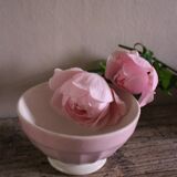 Small pink ribbed footed bowl Digoin Sarreguemines