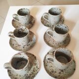 Series of stoneware cups and saucers