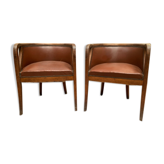Pair of armchairs in Art Deco style in oak XX century