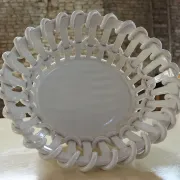 Woven white earthenware basket – attributed to Émile Tessier, Malicorne