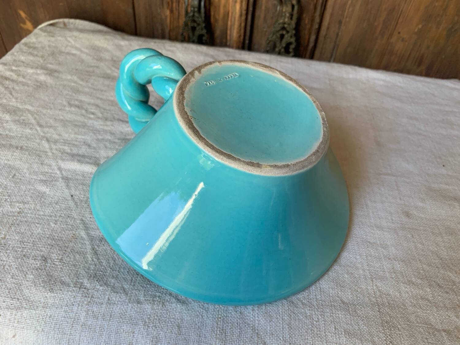 Turquoise twisted ceramic trinket tray