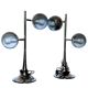 Rare vintage chrome lamps eye ball - tulip base - adjustable globes