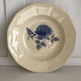 Set of 20 Digoin soup plates, blue rose patterns