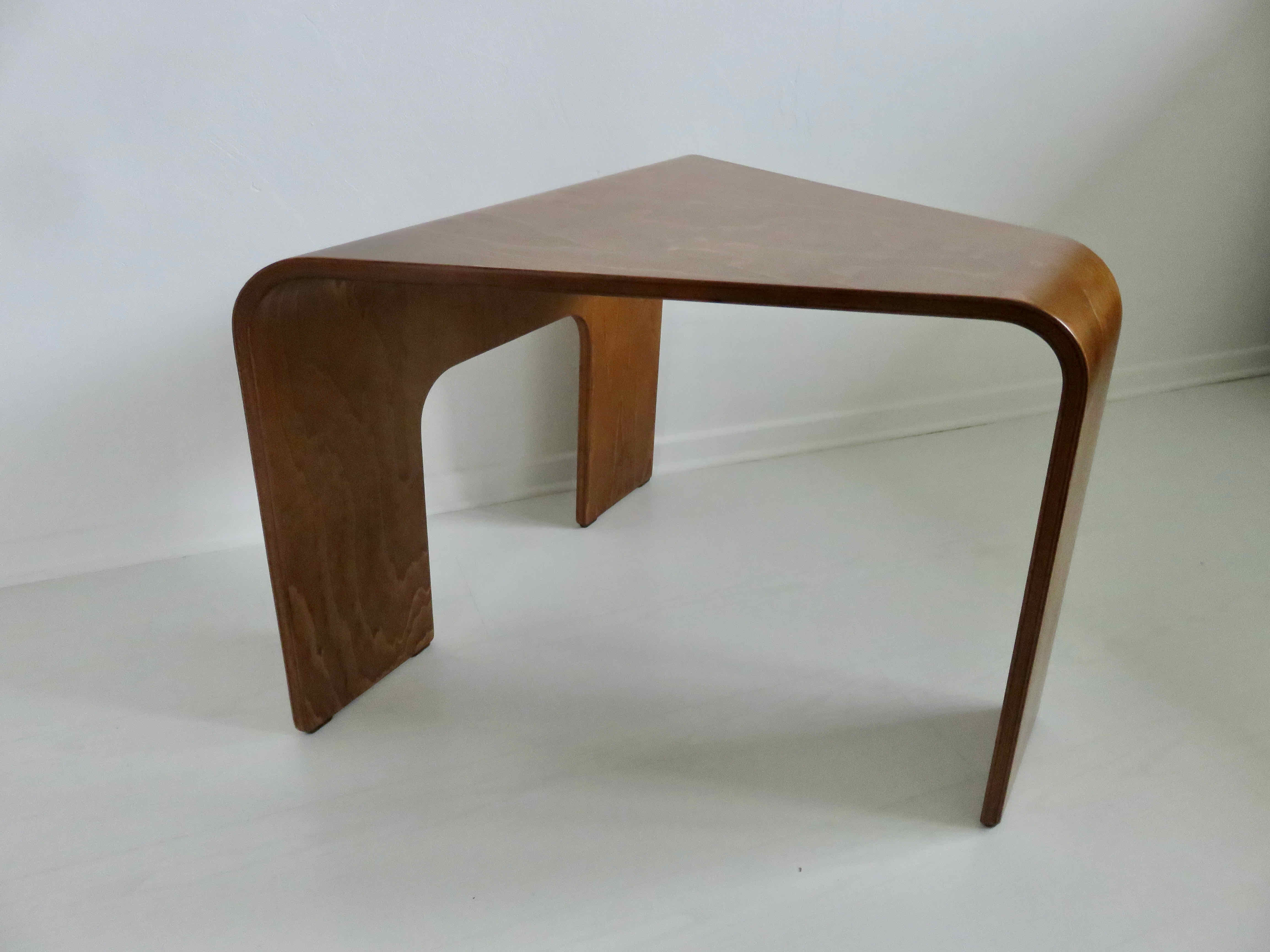 Scandinavian coffee table in curved wood 1970