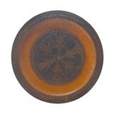 Vintage 1960s Hand-Carved Wooden Plate - Intricate Floral and Spiral