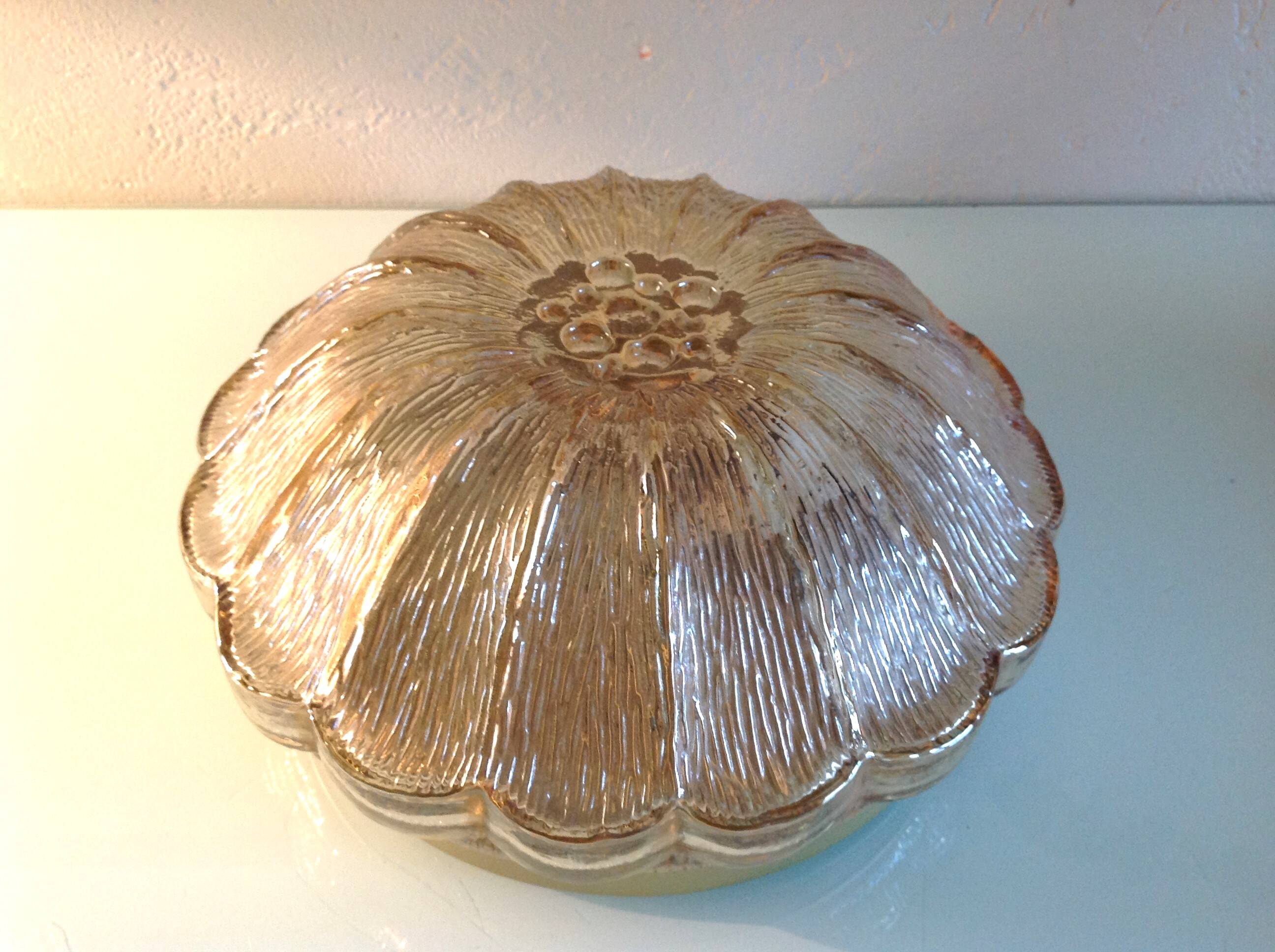 Amber glass ceiling rose by Limburg / vintage 1960s