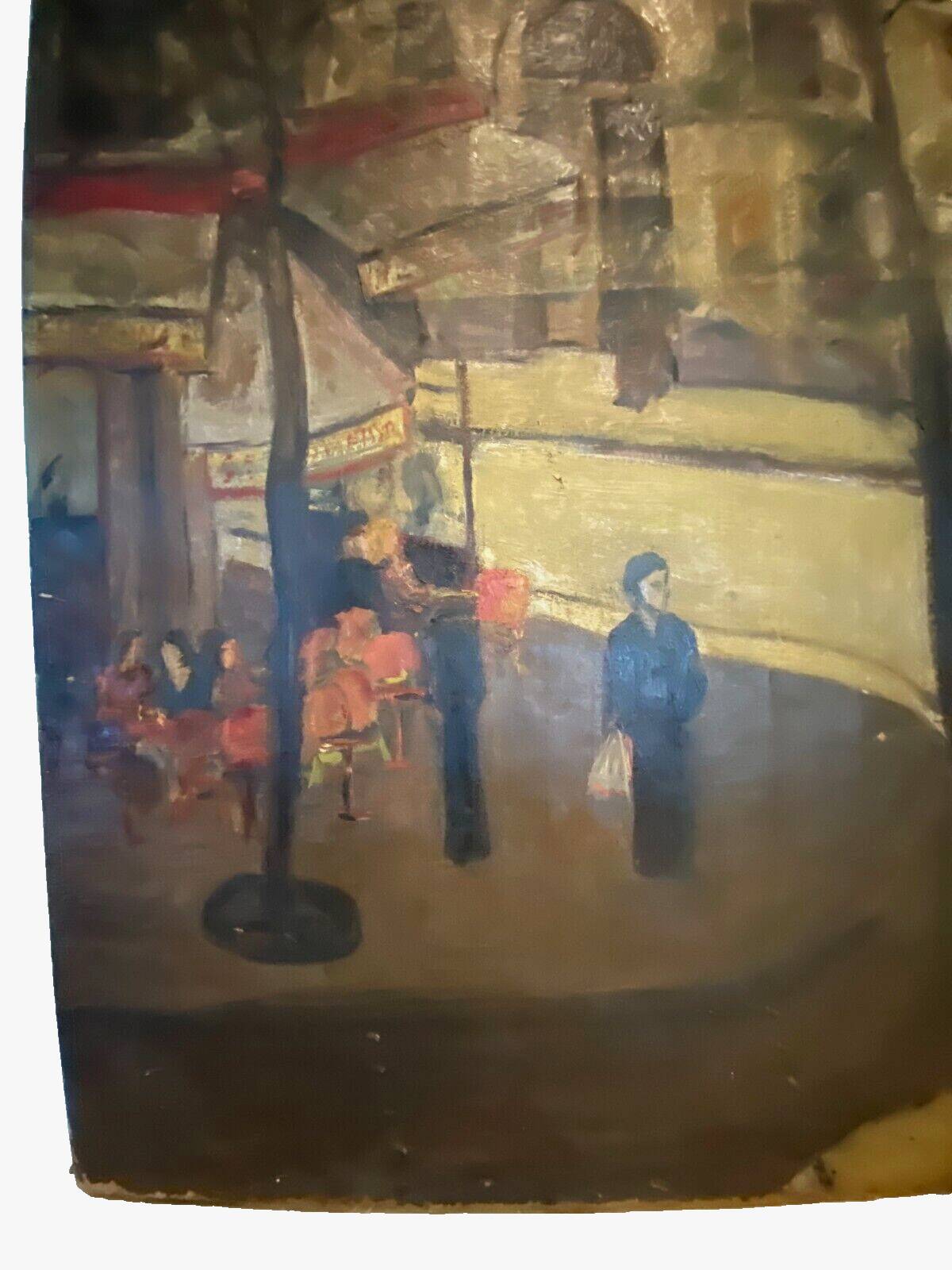 "Animated view of a street in Paris" Oil on canvas 20th century