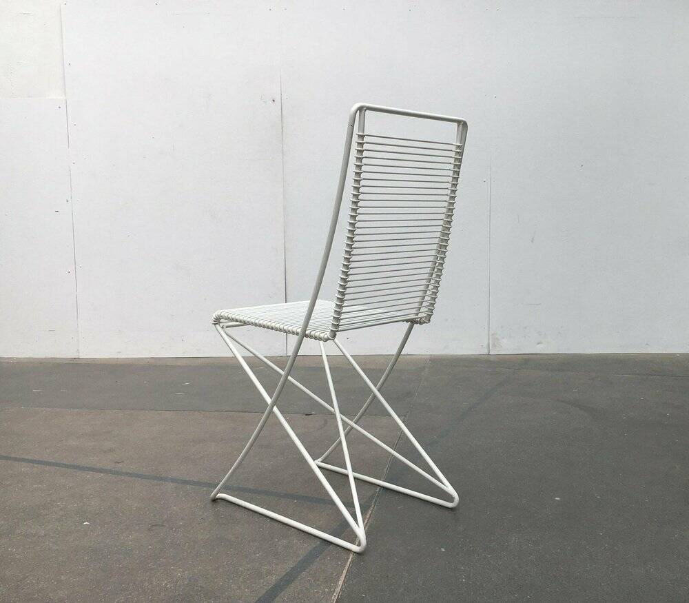 White postmodern Kreuzschwinger chairs by Till Behrens for Schlubach, 1980s, set of 3.