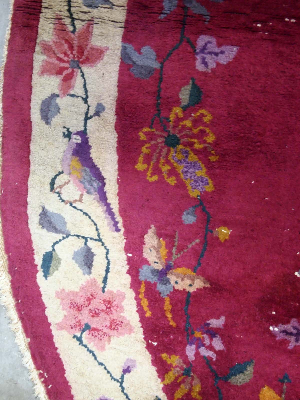 Antique Chinese carpet Art Deco handmade 76cm x 125cm 1920s