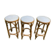 3 tabourets de bar en bois courbé et assise tissu