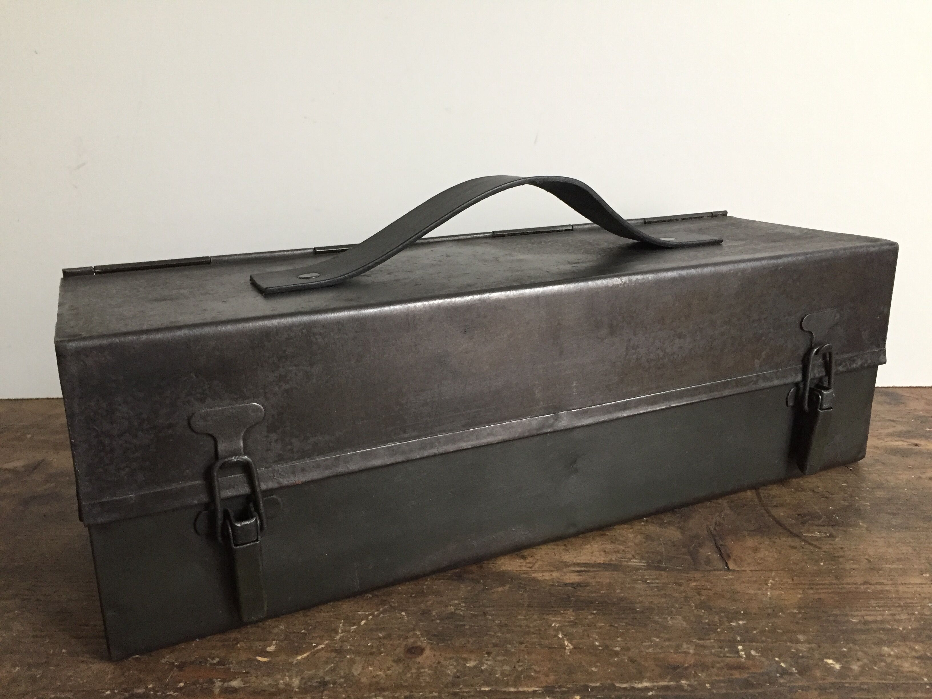 Box metal, tools, strap leather box