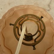 Hanging art deco chandelier in moulded glass