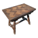 Rustic oak parquet dining table with two extensions.