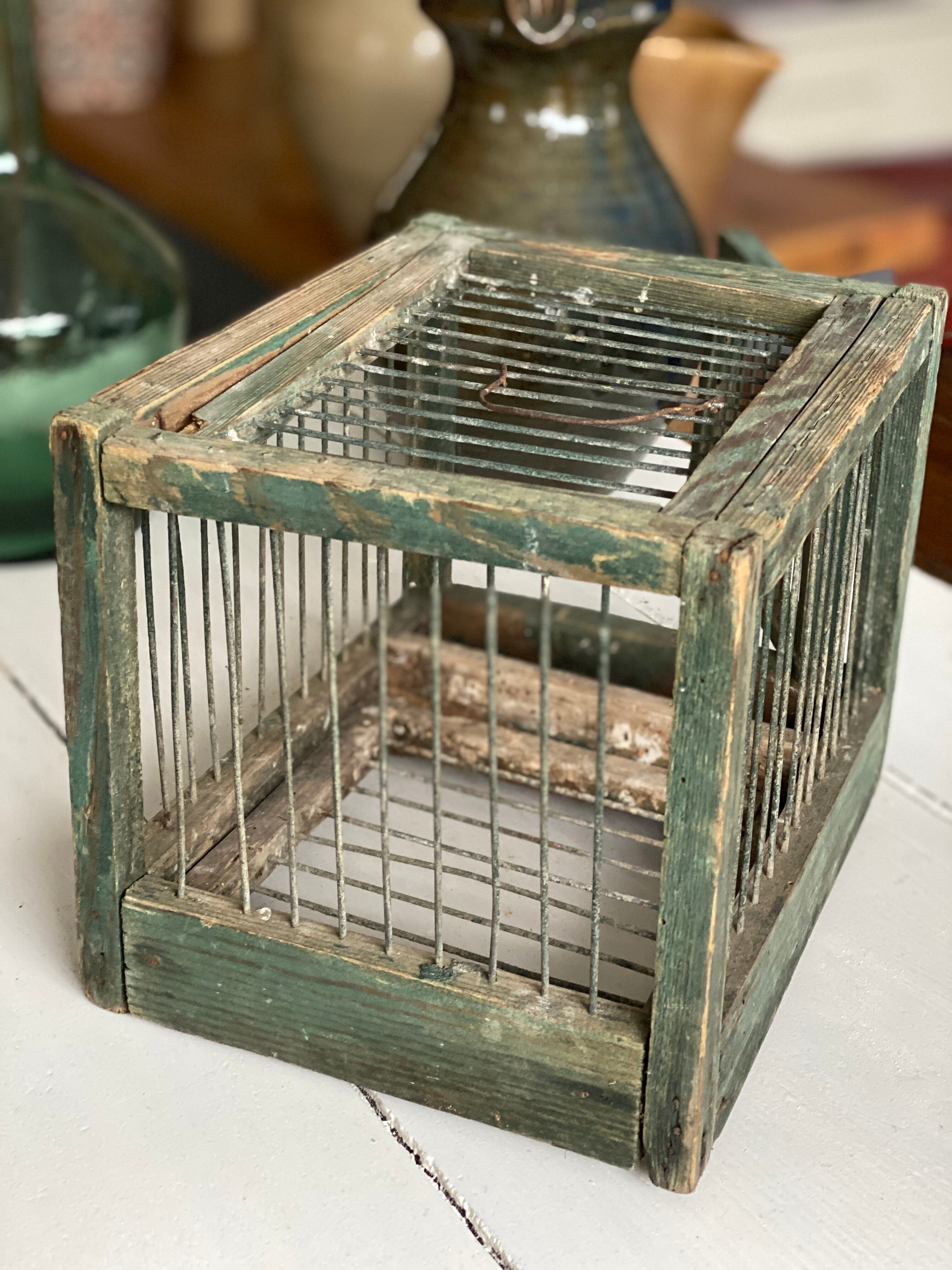 Cage à oiseaux en bois et acier
