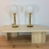 Pair of gilded column lamps Hollywood Regency style