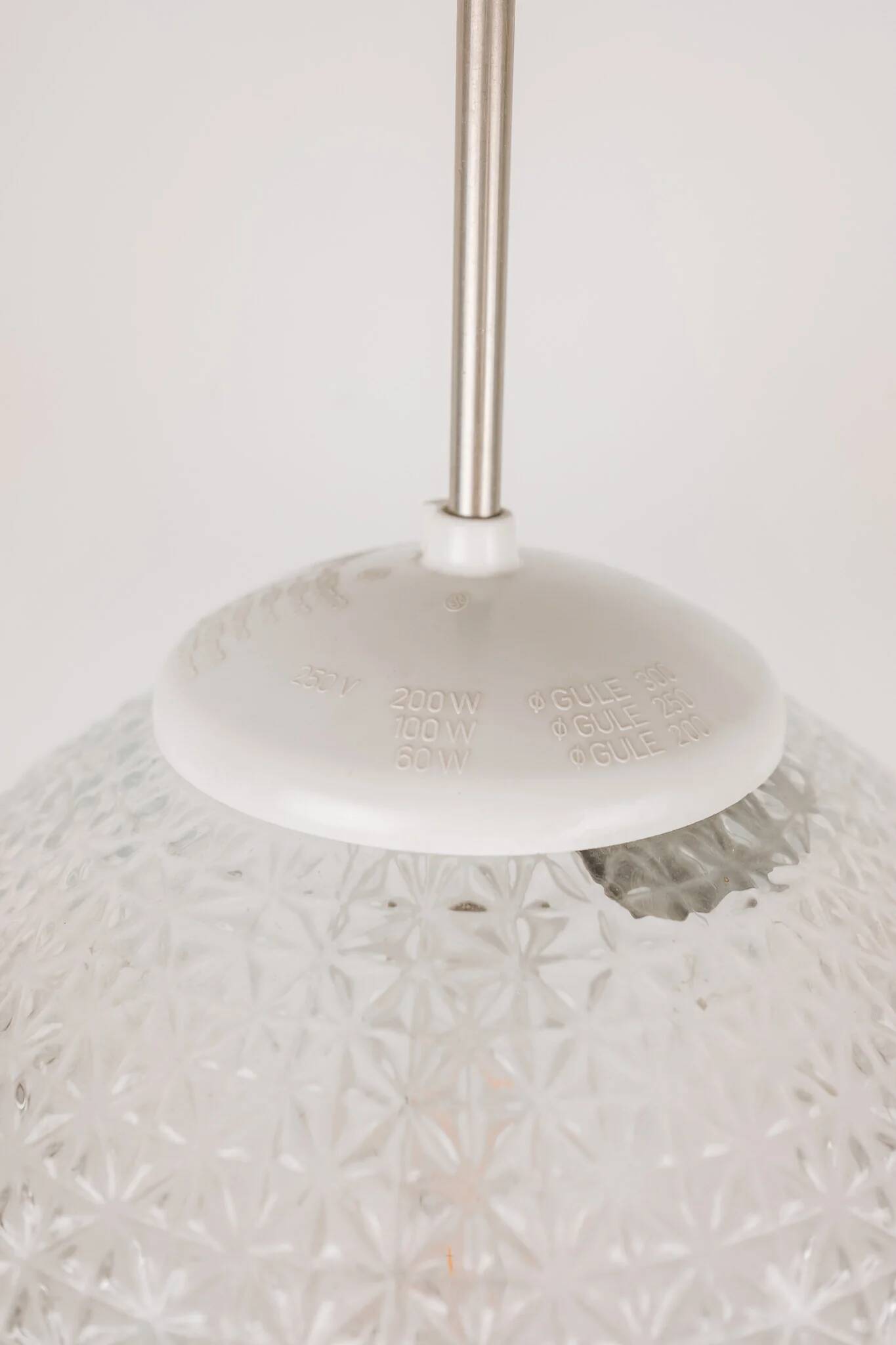 Vintage Mid Century Modern round glass pendant light