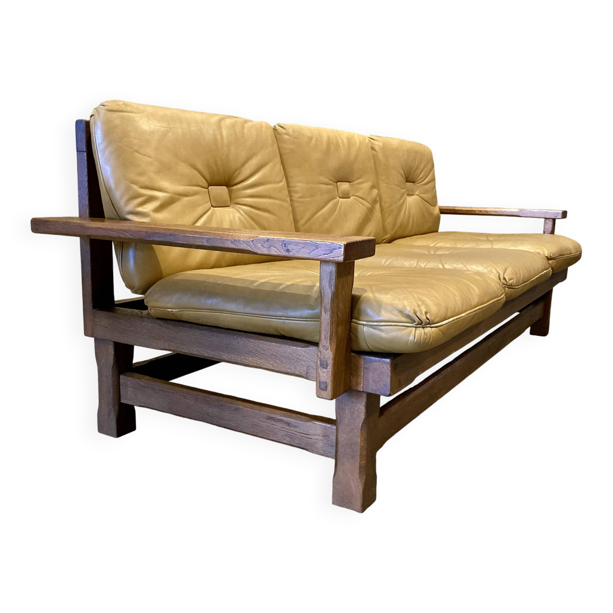 3-seater leather sofa, Brazilian design, 1960s