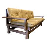 3-seater leather sofa, Brazilian design, 1960s