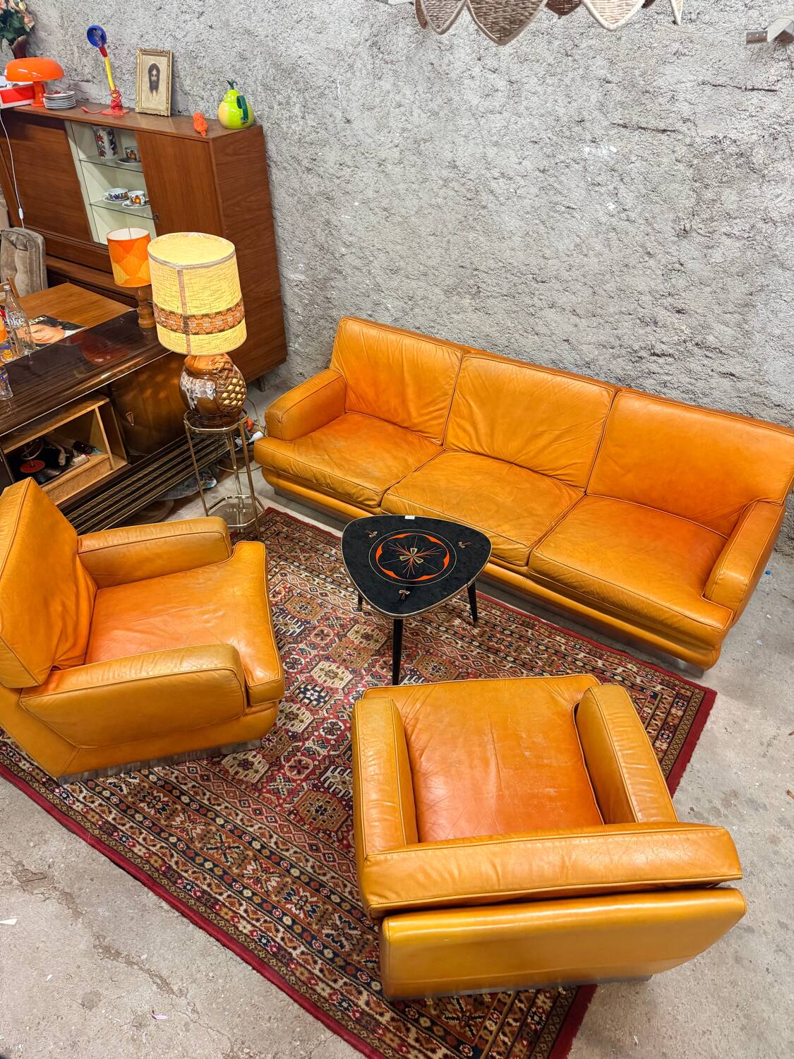 Sofa set + 2 vintage armchairs Roche Bobois - 1970