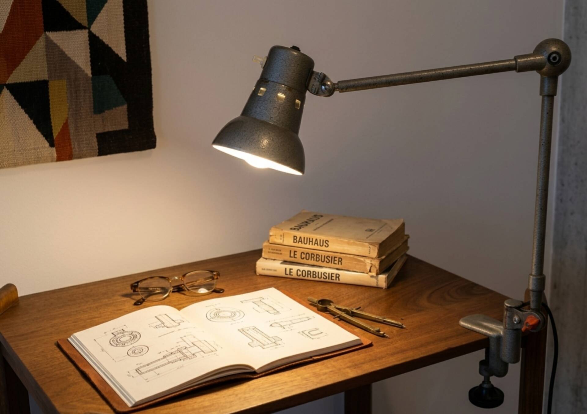 Vintage industrial architect lamp lumina – 1950s/60s
