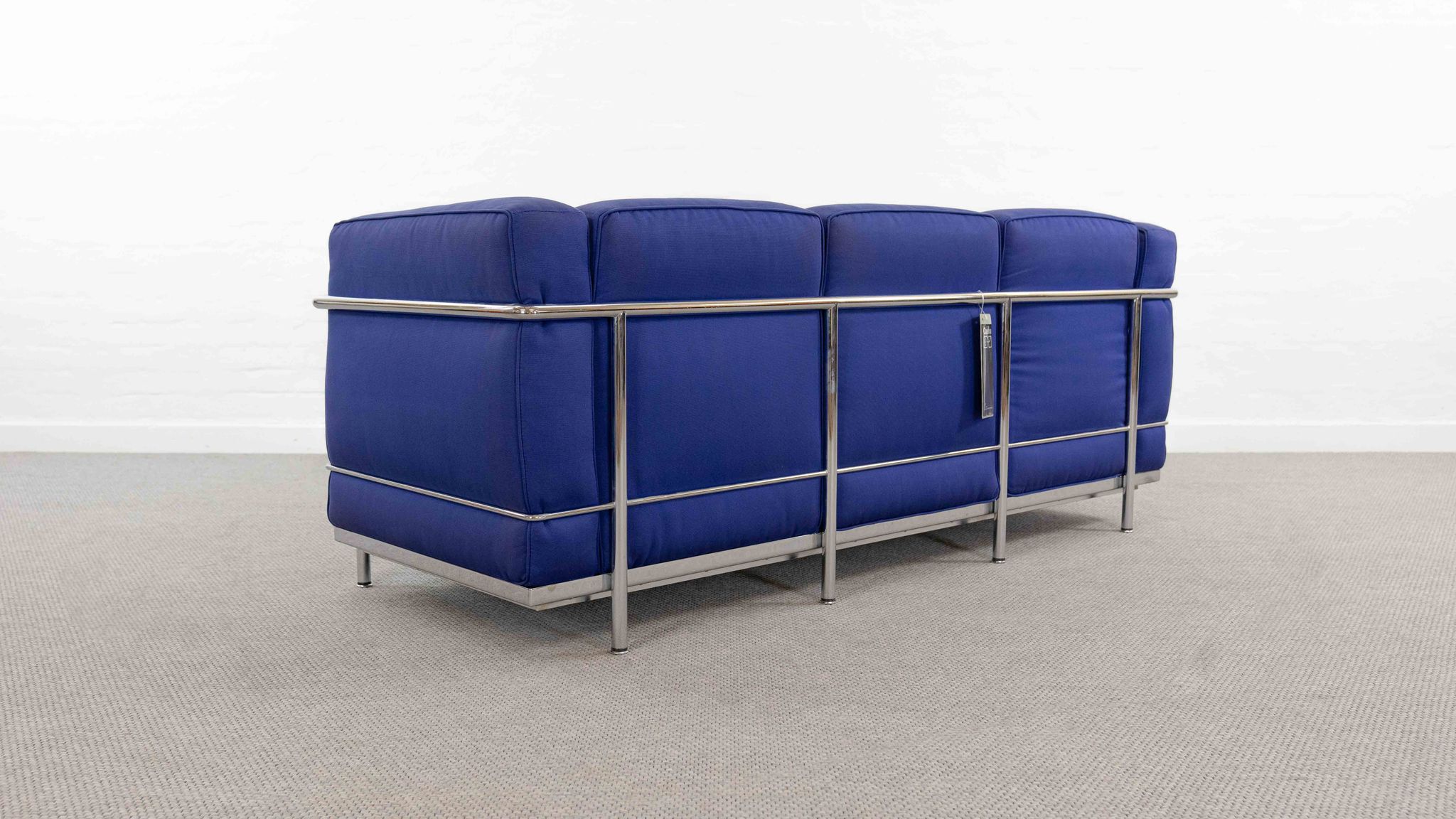 Cassina LC2 3seat Sofa by Charlotte Perriand, Le Corbusier and Pierre Jeanneret in blue fabrics