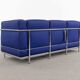 Cassina LC2 3seat Sofa by Charlotte Perriand, Le Corbusier and Pierre Jeanneret in blue fabrics