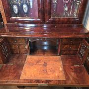 English mahogany library chest of drawers, in Empire or Restoration style.