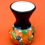1940s Polychrome ceramic vase decorated with fruit and foliage
