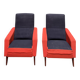 Pair of vintage black and red armchairs from the 1960s.