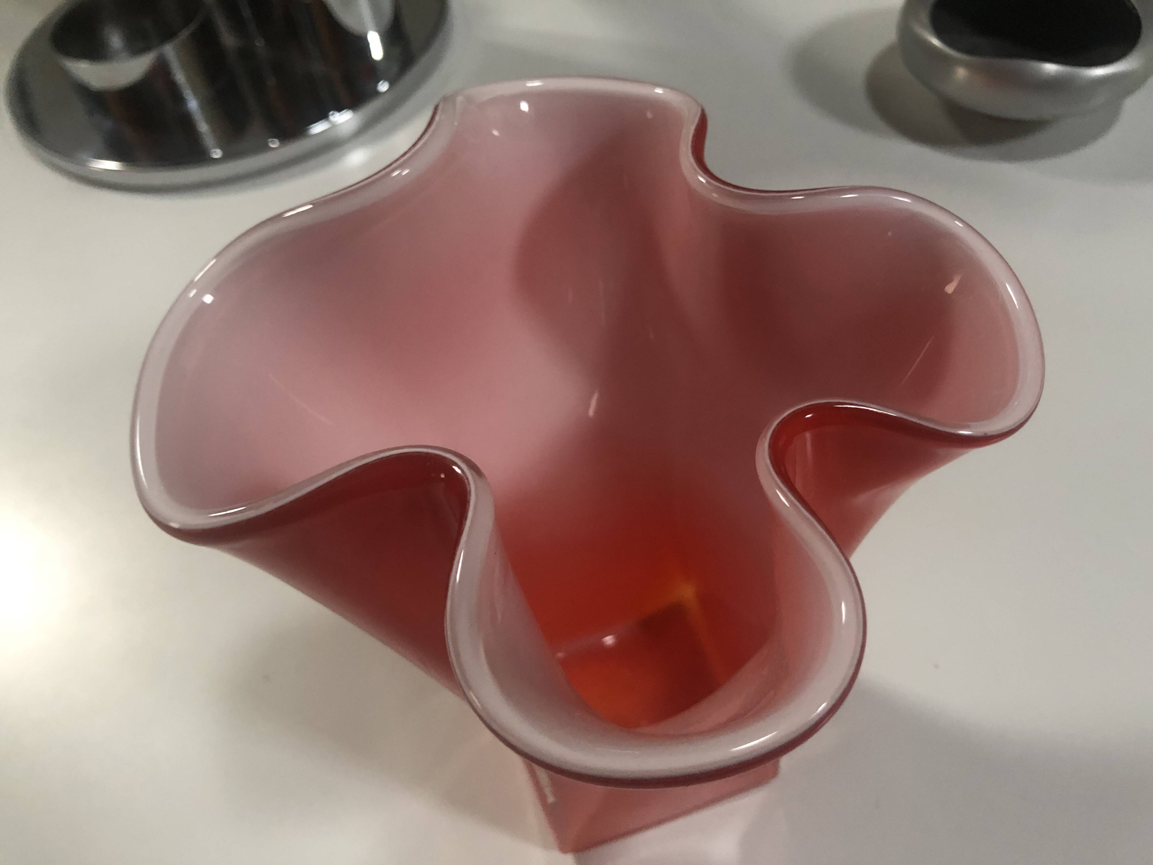 Vintage Handkerchief Vase • Incamiciato • Murano Glass • 1960