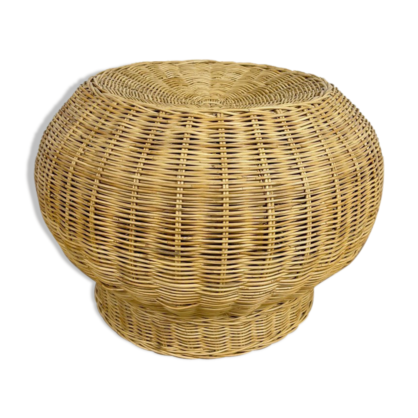 Braided wicker pouf from the 70s