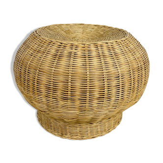 Braided wicker pouf from the 70s