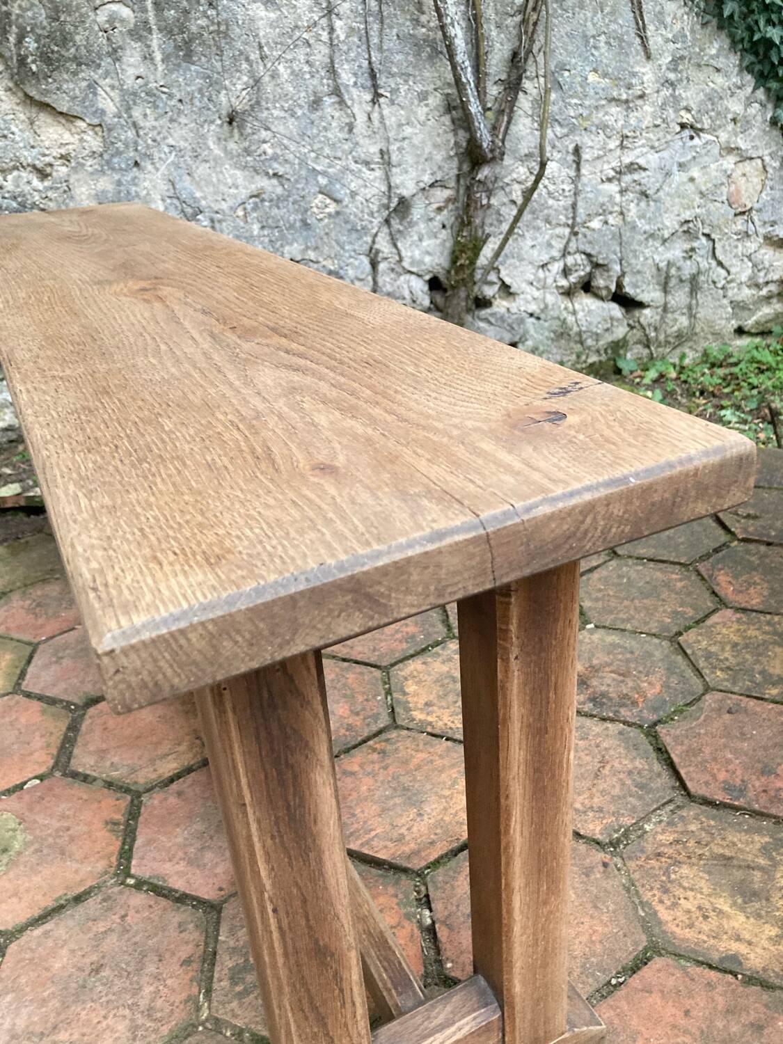 Pair of antique solid oak benches