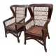 Duo de fauteuils à oreilles en rotin