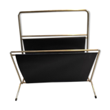 Magazine holder patinated golden metal skaï black