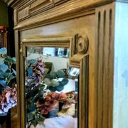 Antique bevelled mirror Farrow and Ball "Green Bancha"