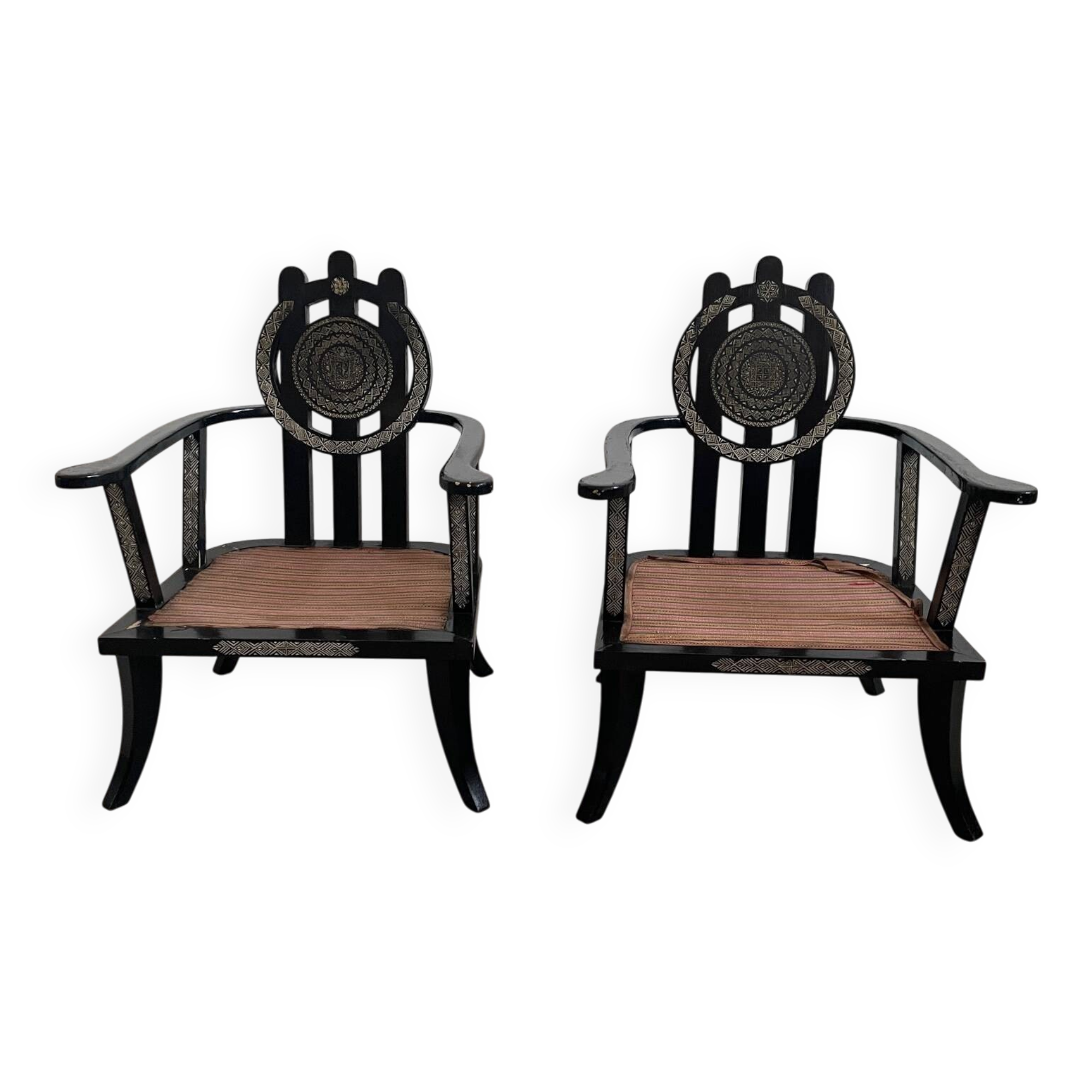 Chaises longues d'Ettore Zaccari, chêne avec détails sculptés, Italie, vers 1910/20