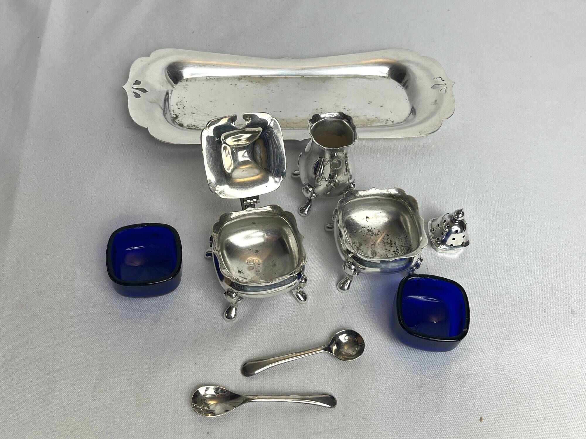 Tableware, 3-piece server silver-plated tray early 20th century