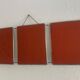 Vintage 1960s red barber triptych mirror Mirbel Paris - 28 x 70 cm