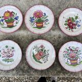 Lot de 6 assiettes anciennes à motif floral