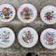 Set of 6 old plates with floral motif