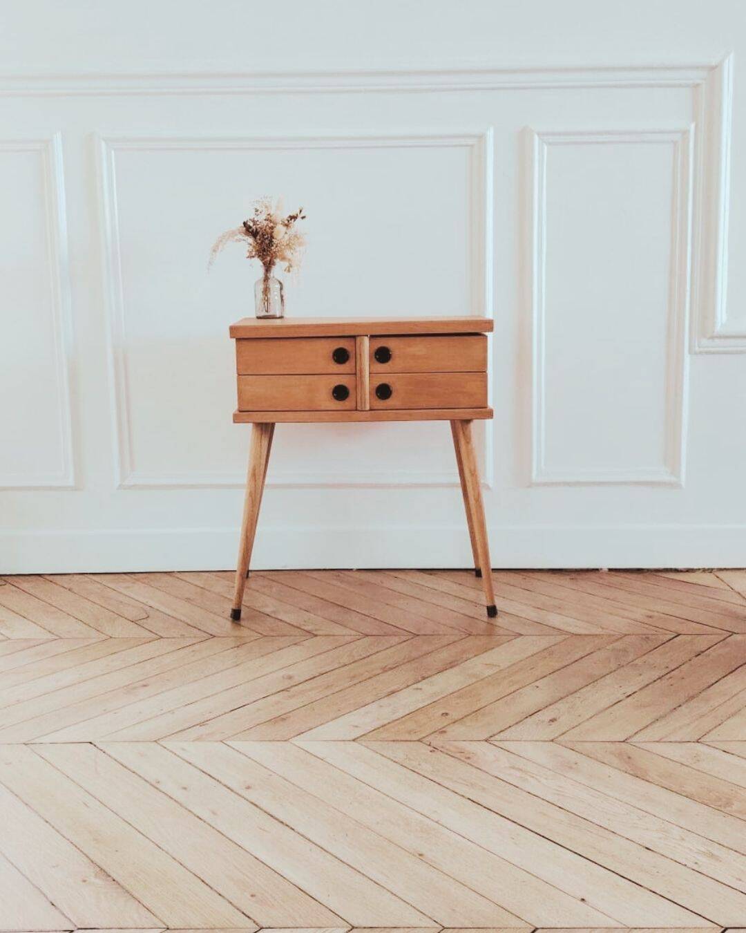 Worker/ Renovated vintage Scandinavian bedside table, 1950s-60s