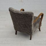 1960s, reupholstered Danish armchair, New Zealand genuine sheepskin.