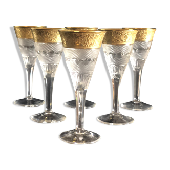 6 verres à vodka et liqueurs. cristal moser. cjllection splendid. or 24k