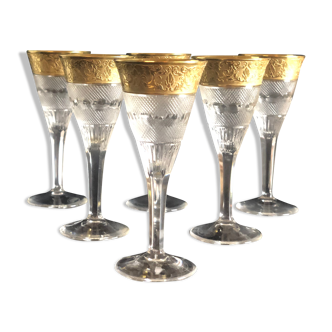 6 glasses of vodka and liqueurs. moser crystal. cjllection splendid. gold 24k