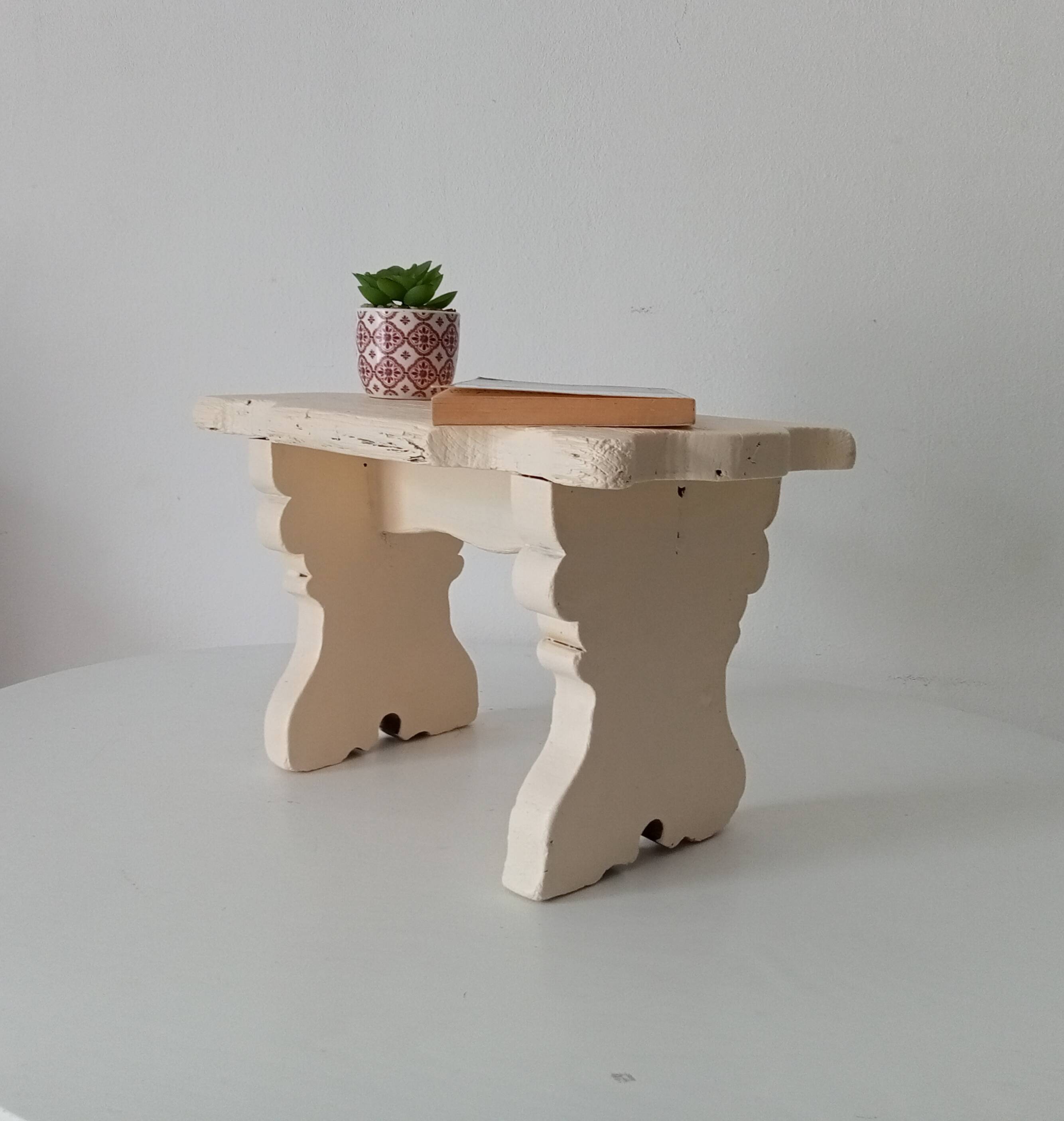 Antique carved solid wood stool