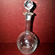 Vintage crystal decanter cut from star bevels and rice grains 1920-1930 bistrot