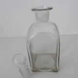 Square old carafe - white glass smooth