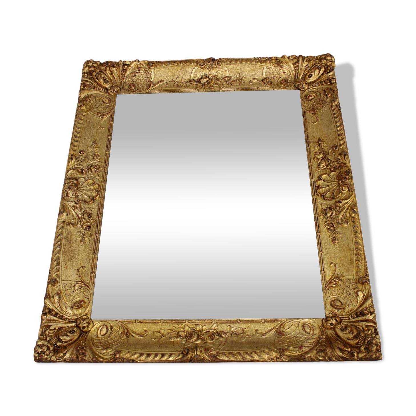 1940s Italian Mirror in Golden Wood Frame